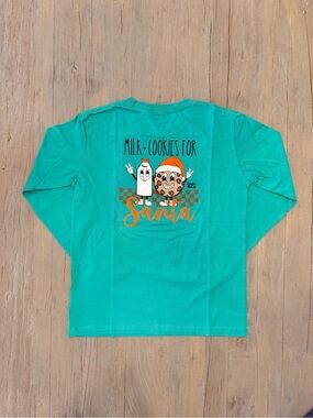 Cardin McCoy “Milk & Cookies for Santa” Teal Tee L/S Christmas Shirt Size-L NWT